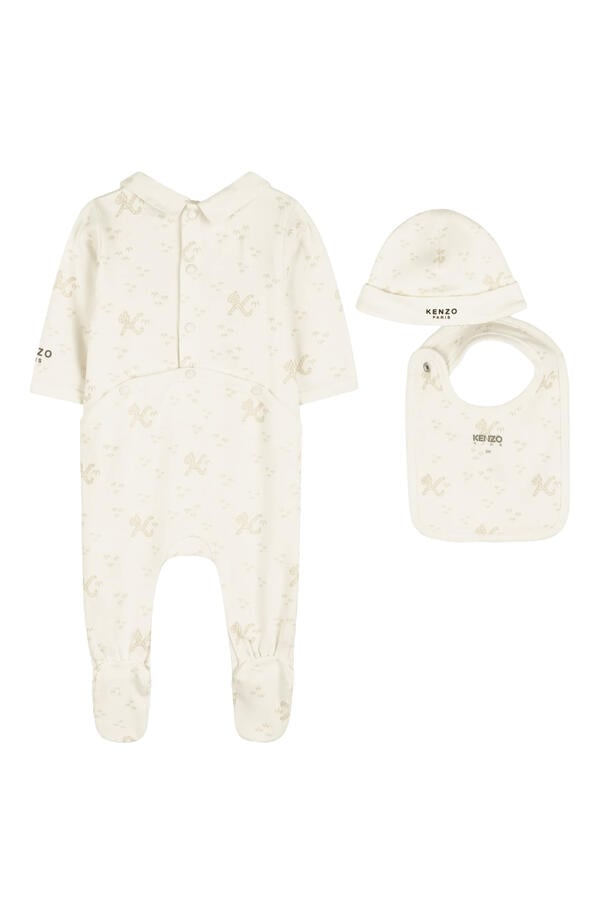 Kids  Cotton Pajama, Beanie and Bib Set 