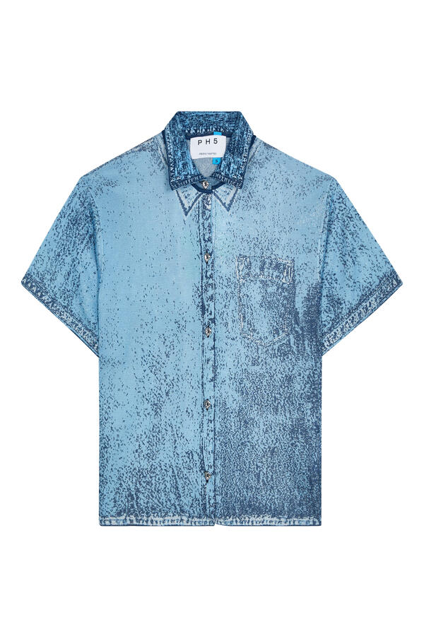  Asher Denim Print Polo Shirt