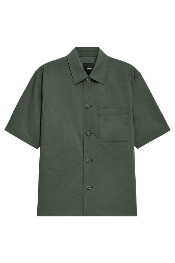 Short-Sleeve Overshirt  in Textured Nylon
