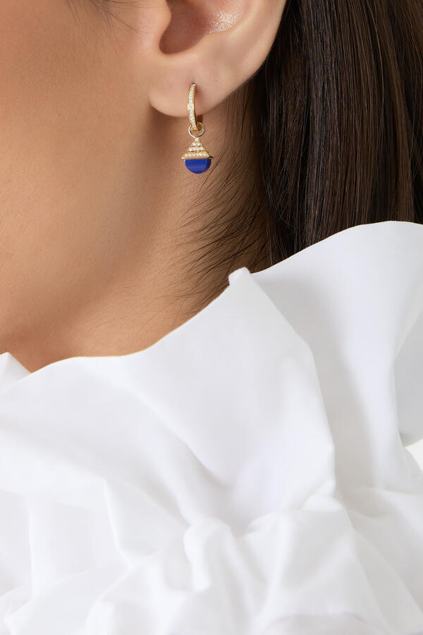 Cleo Mini Rev Drop Earrings, 18k Yellow Gold & Diamonds, Lapis Lazuli