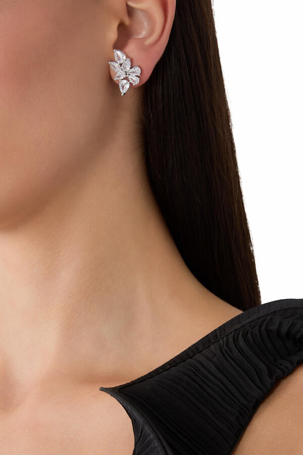 Nina Studs, Sterling Silver & Cubic Zirconia