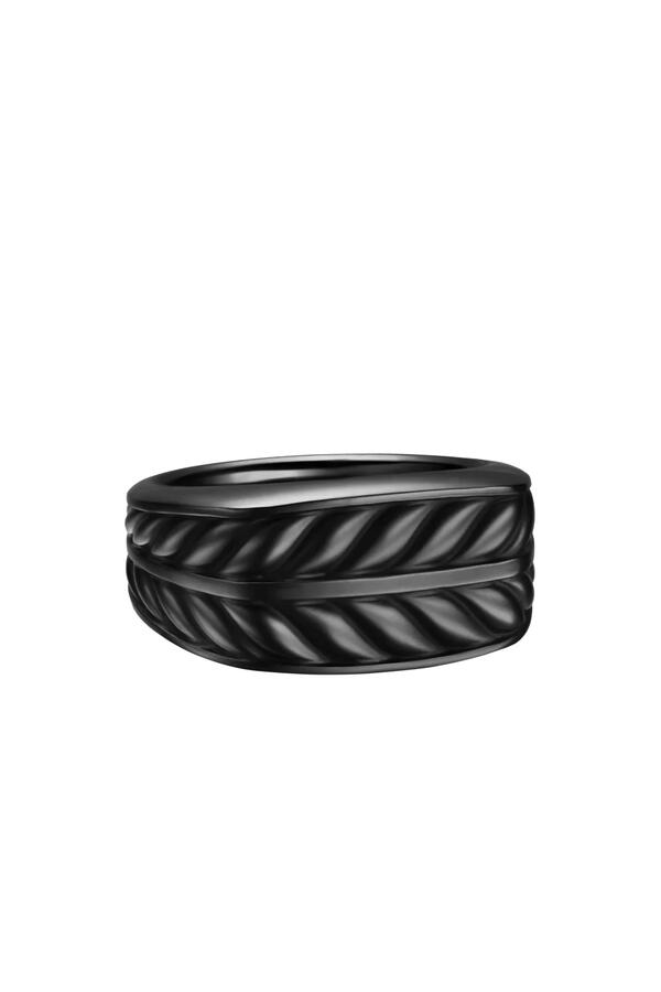 Chevron Three-Sided Signet Ring, Titanium