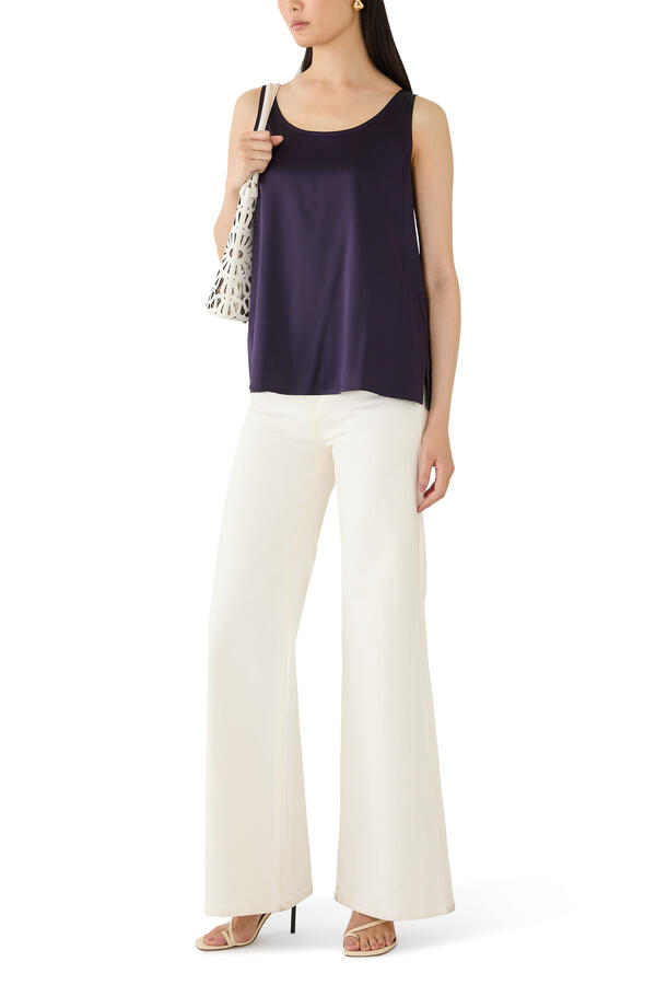 Stretch Silk Charmeuse Scoop Neck Tank