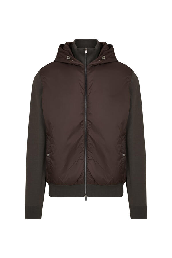 Hooded Cotton & Technical Fabric Blouson 