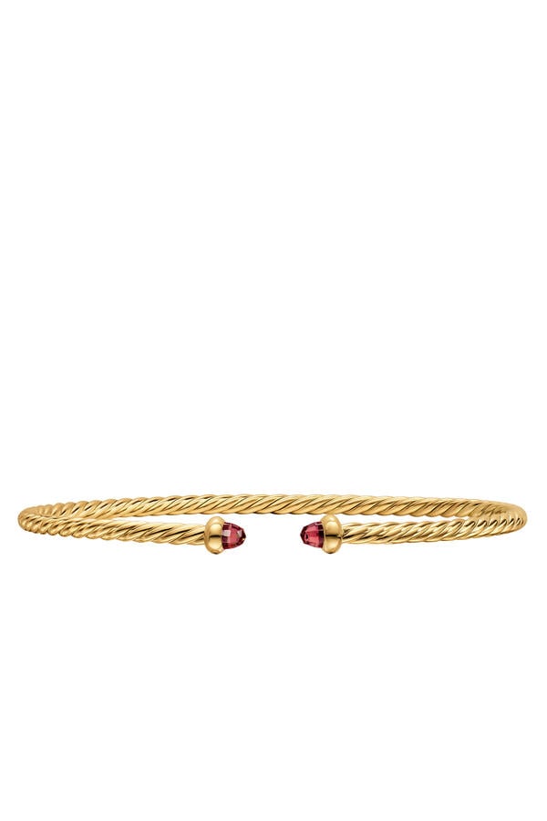 Micro Cablespira® Flex Bracelet, 18k Yellow Gold & Garnet