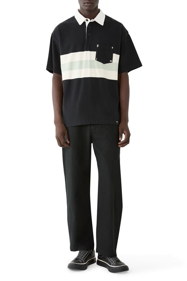  Palm Type Stripe Loose Polo