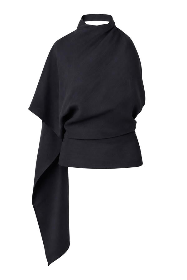 Draped Open Back Wool Top