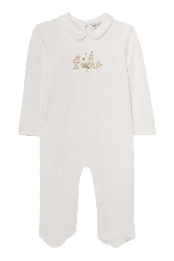 Kids EA Embroidery Peter Pan Collar Jumpsuit