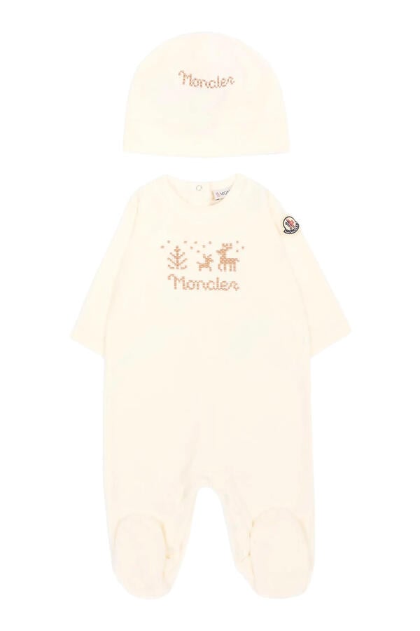 Kids Logo Embroidered Babygrow and Bonnet Set