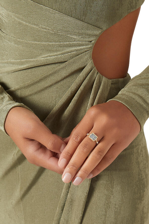 Chevalier Love Ring, 18k Yellow Gold & Sterling Silver with Diamonds