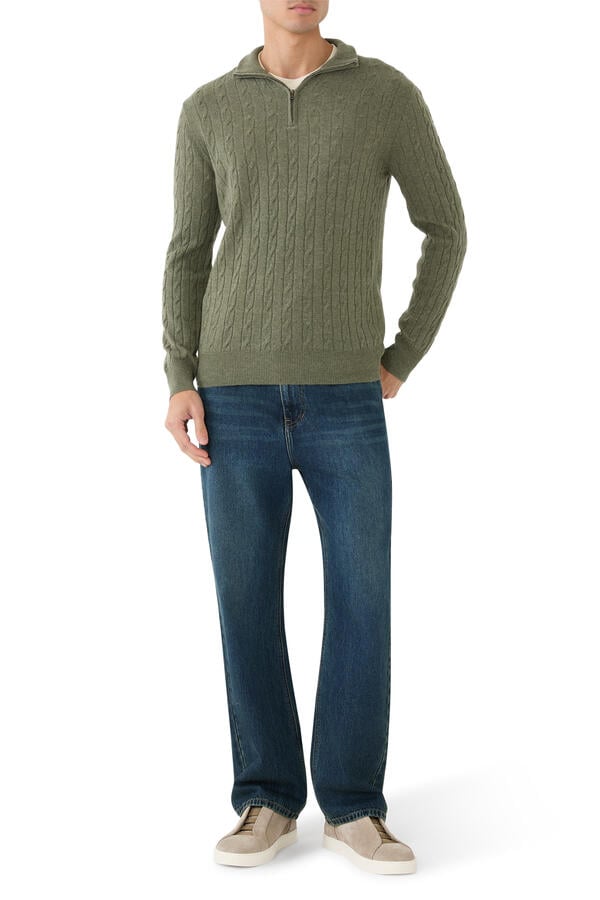 Cable Knit Zip-Up