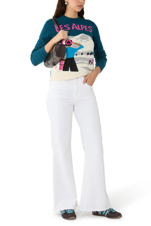 Queen Cashmere-Blend Sweater with St. Moritz Postcard