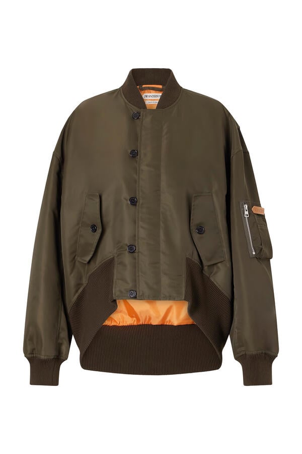 Oversized Tipped Hem Bomber Jacket
