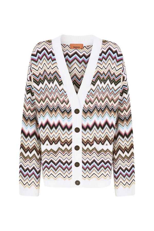  Chevron Buttoned Cardigan