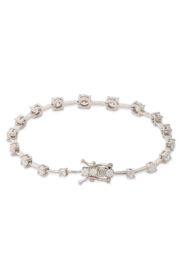 Graduated Round Bar Spaced Bracelet, Cubic Zirconia