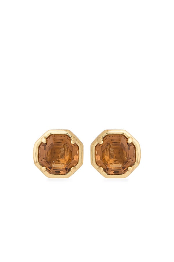 Octagon Stone Stud Earrings