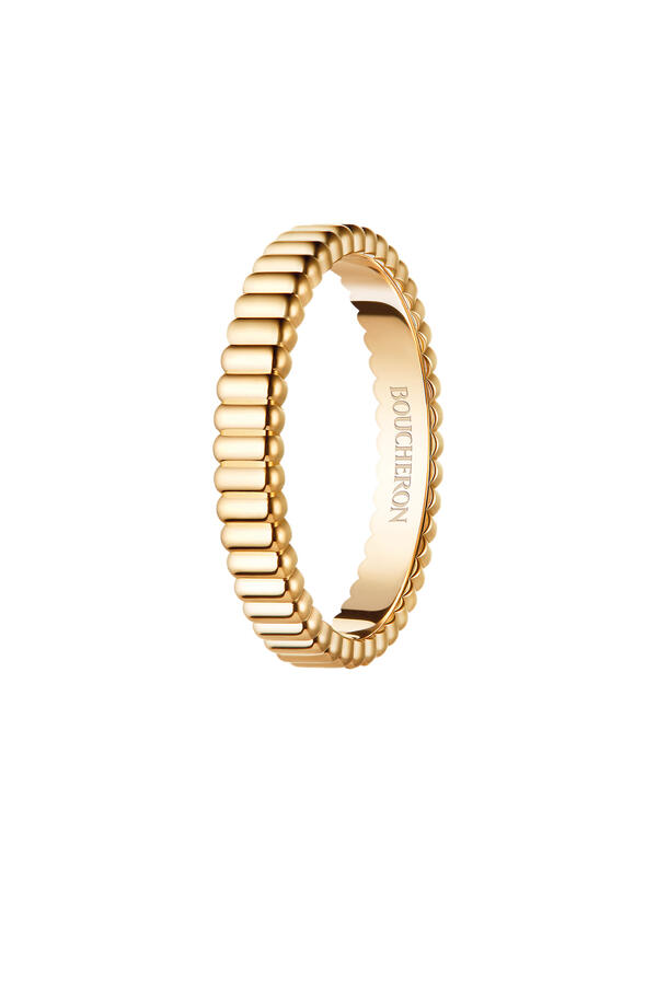 Quatre Grosgrain Wedding Band, 18k Yellow Gold