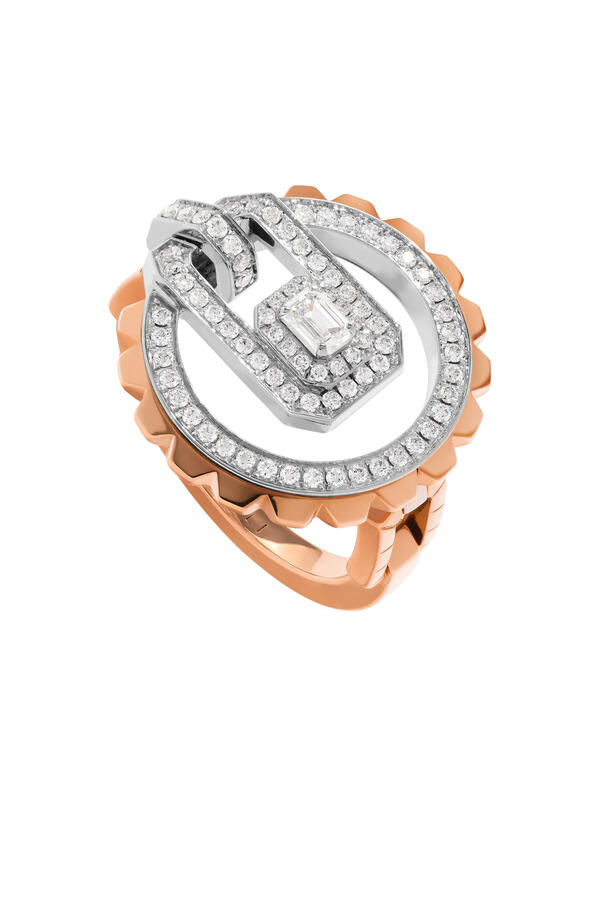 Empire Two-Tone Diamond Medium Statement Ring, 18K Rose & White Gold & Diamonds