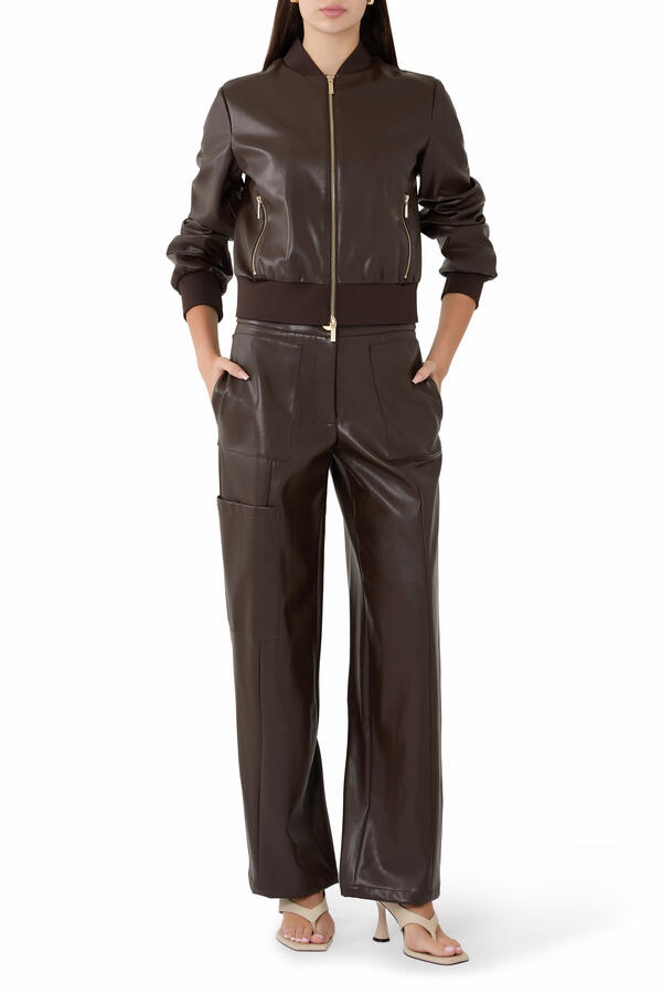 Zip-Up Ribbed Trim Blouson Jacket