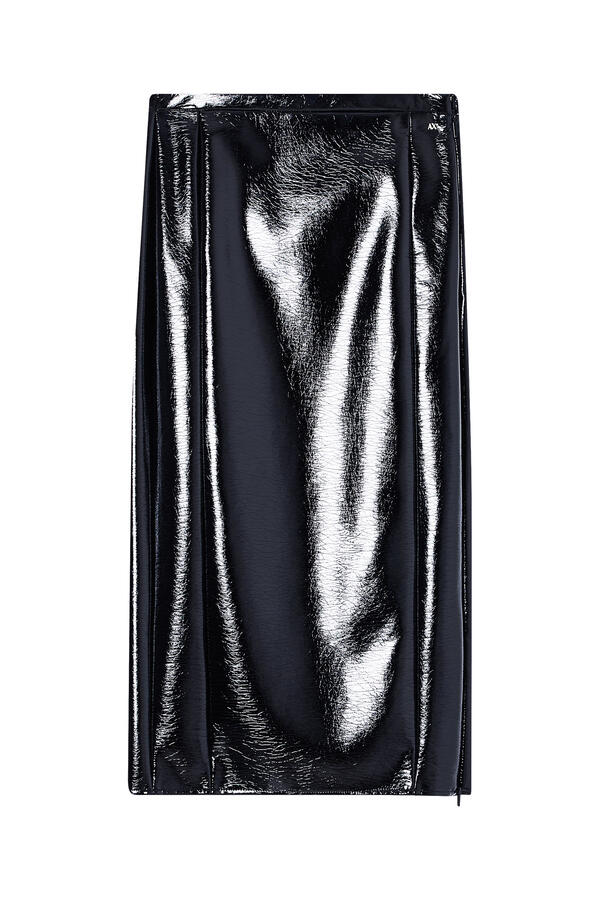 Long Wet Look Vinyl Skirt