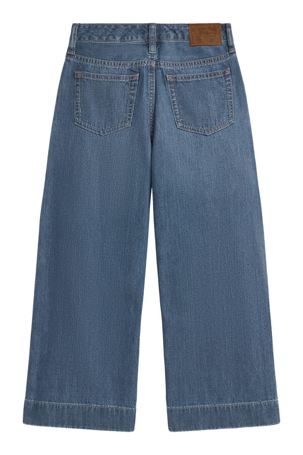 Kids Flat Front Wide Leg Denim Jeans