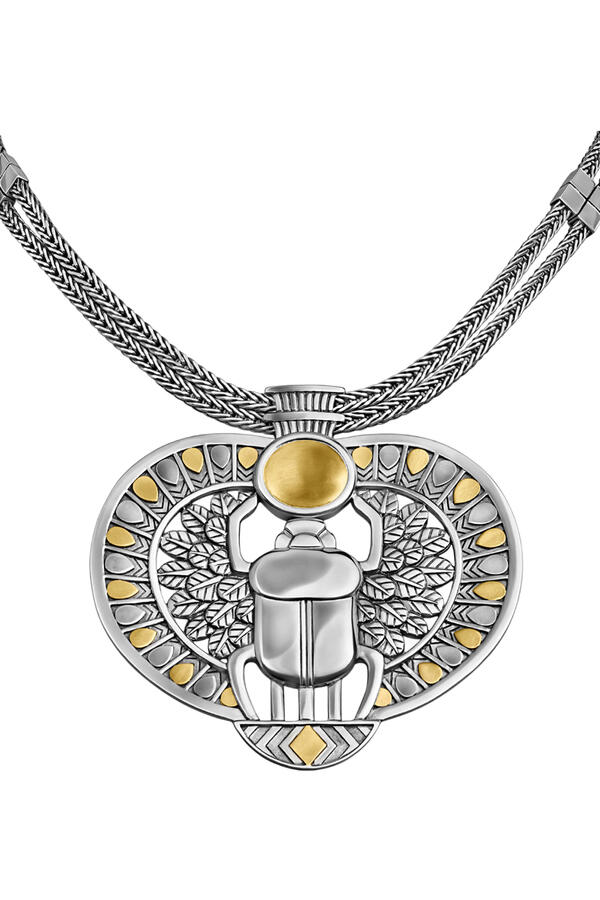  Tutankhamun Necklace, Sterling Silver & 18K Yellow Gold