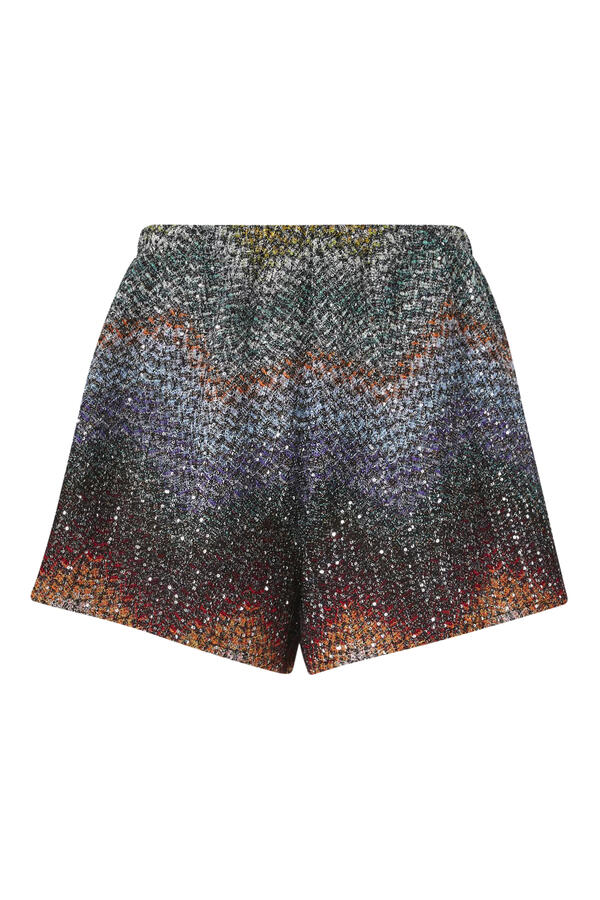 Mixed Viscose Lamé Shorts with Sequins