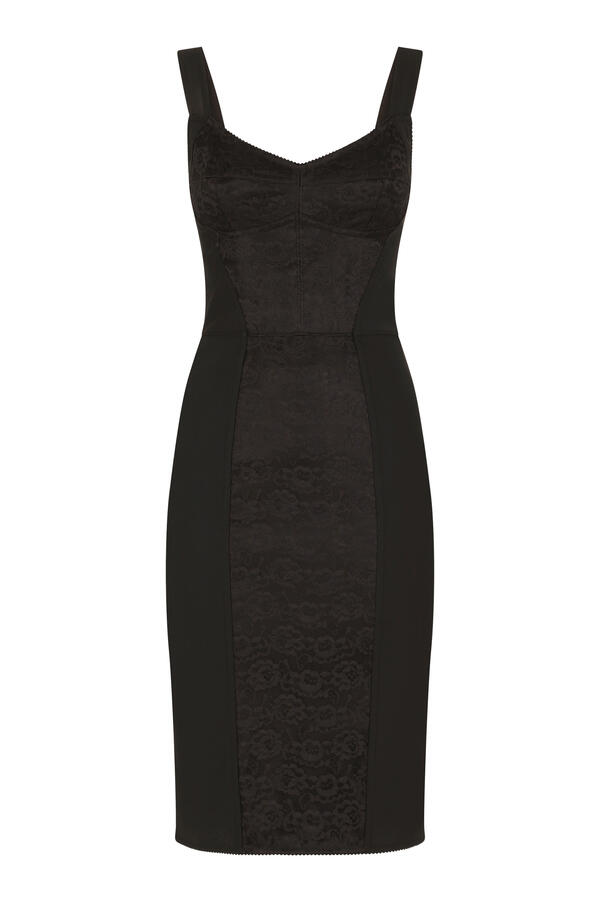 Corset-Style Midi Dress in Powernet and Lace