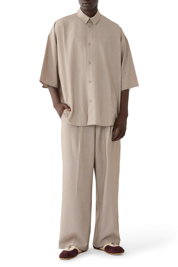  Silk Blend Pleat Front Drawstring Pants 