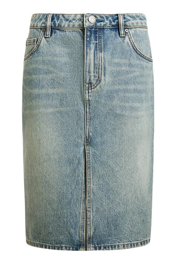 Front Slit Denim Skirt