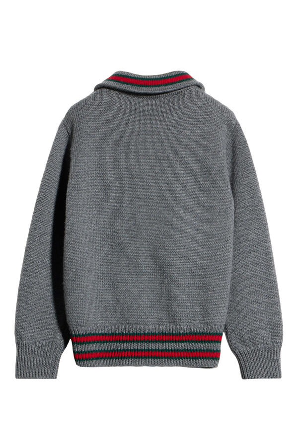 Kids Web Stripe Polo Cardigan