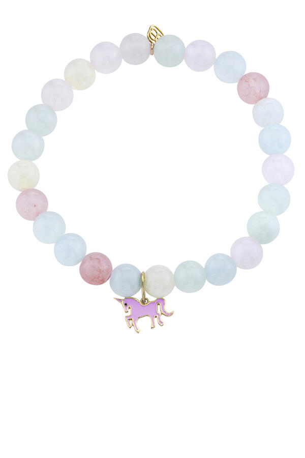 Unicorn Jade Bracelet, 14k Yellow Gold & Enamel, Jade Beads