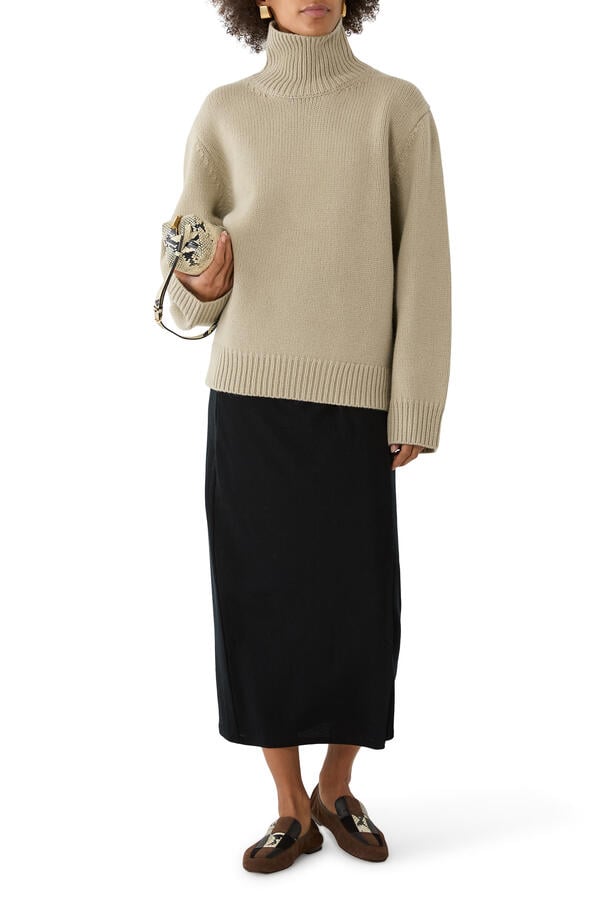 Oversized Lambswool Turtleneck Sweatshirt 