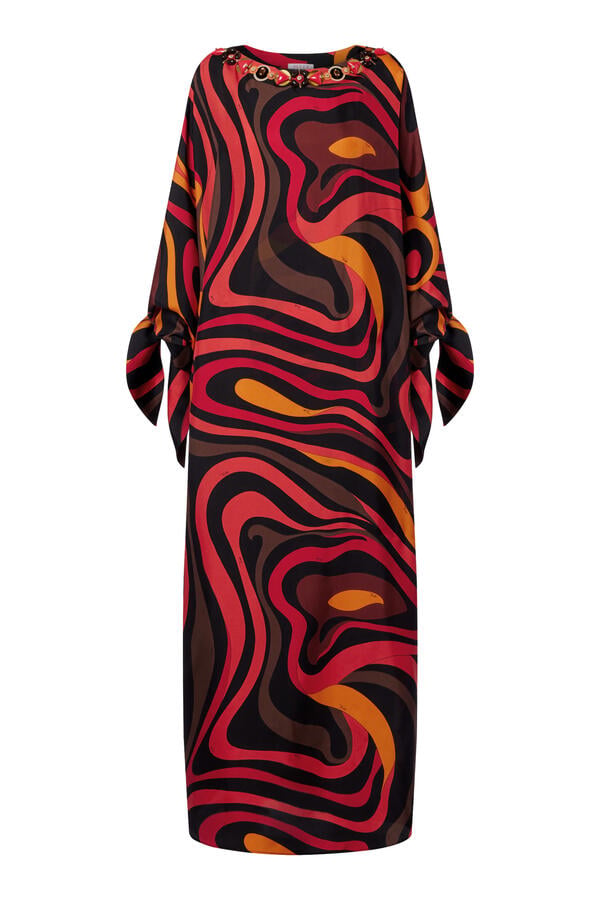 Embroidery Marmo Print Kaftan