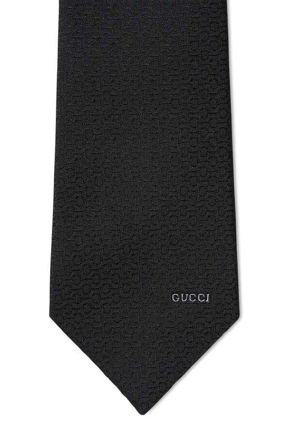 Logo Horsebit Silk Jacquard Tie