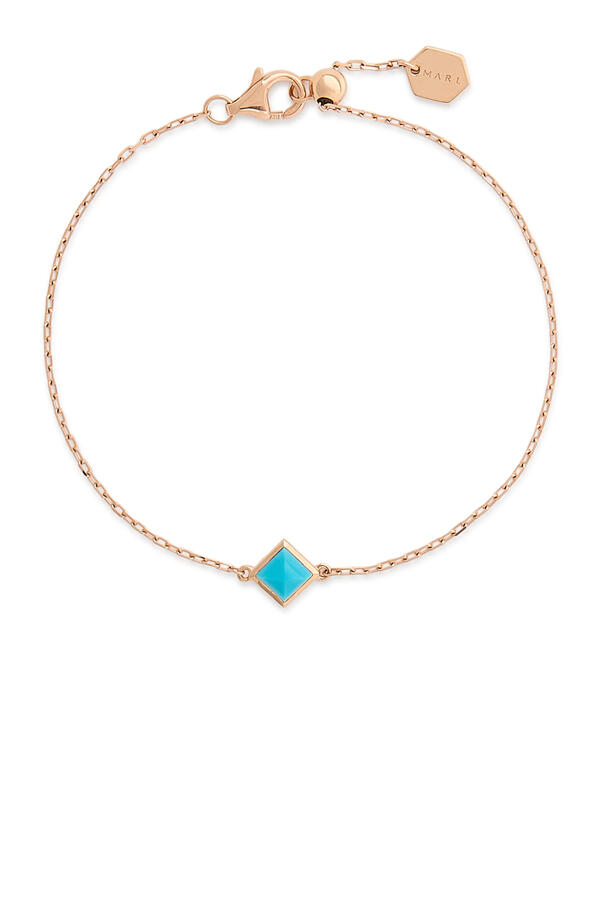 Cleo Pyramid Bracelet, 18k Gold with Turquoise Stone