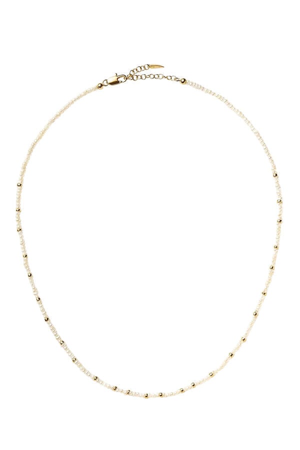 Micro Pearl Beaded Necklace, 18ct Recycled Gold Plating on Brass & Micro-Pearls