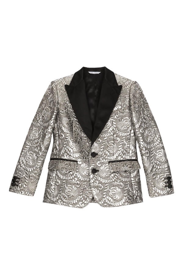 Kids Single-Breasted Foiled Jacquard Jacket