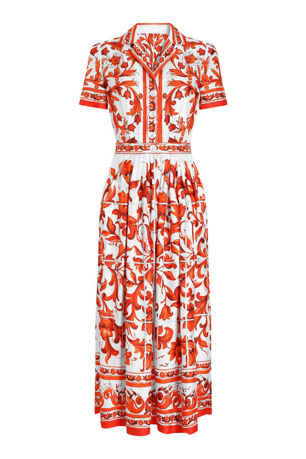 Majolica Print Silk Twill Dress