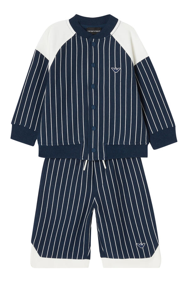Kids Baseball Logo Embroidery Striped Snap Sweatshirt