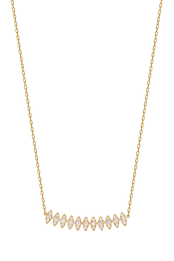 Barq Marquise Large Necklace, 18K Yellow Gold & Diamonds
