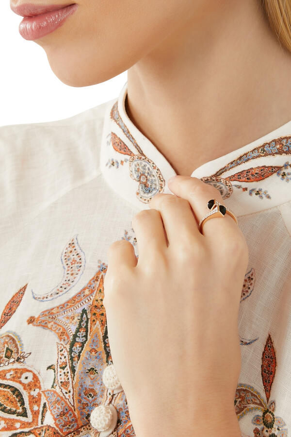 Cleo Slim Ring, 18k Rose Gold Black Onyx & Diamonds