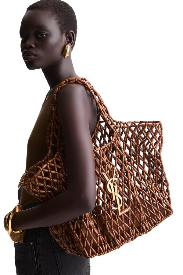 Icare Medium Bag in Wood Beads 