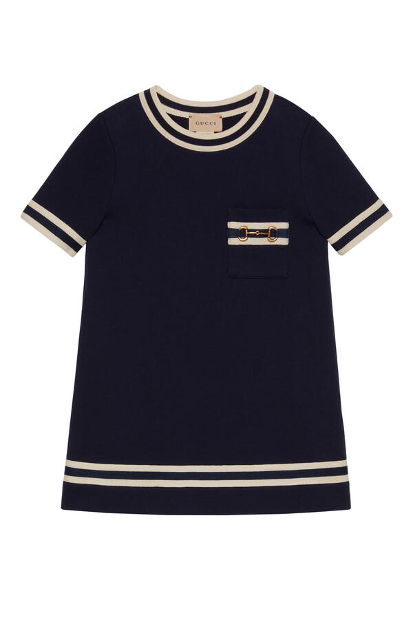 Kids Cotton Jersey Dress with Horsebit