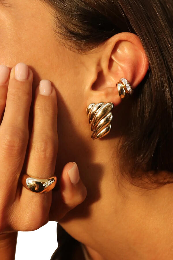 Large Croissant Earrings, 18k Yellow Gold
