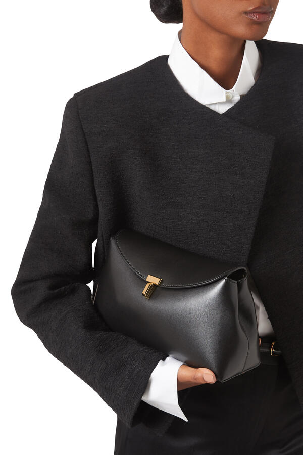 T-Lock Leather Clutch Bag