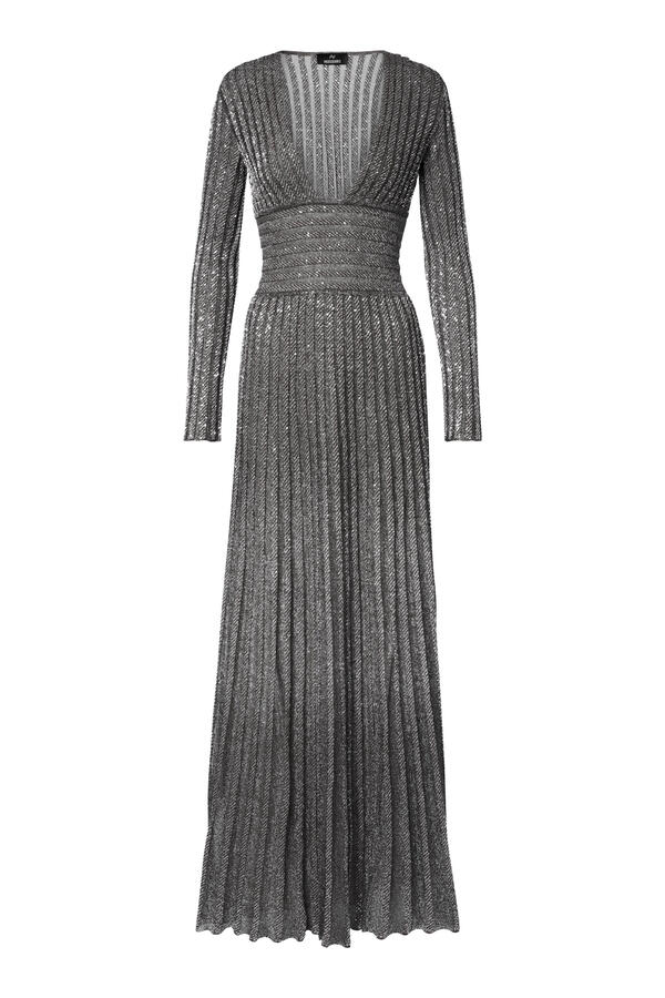  Partialized Long-Sleeve V-Neck Maxi Dress
