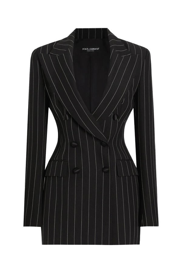 Double-Breasted Pinstripe Wool Jacket 