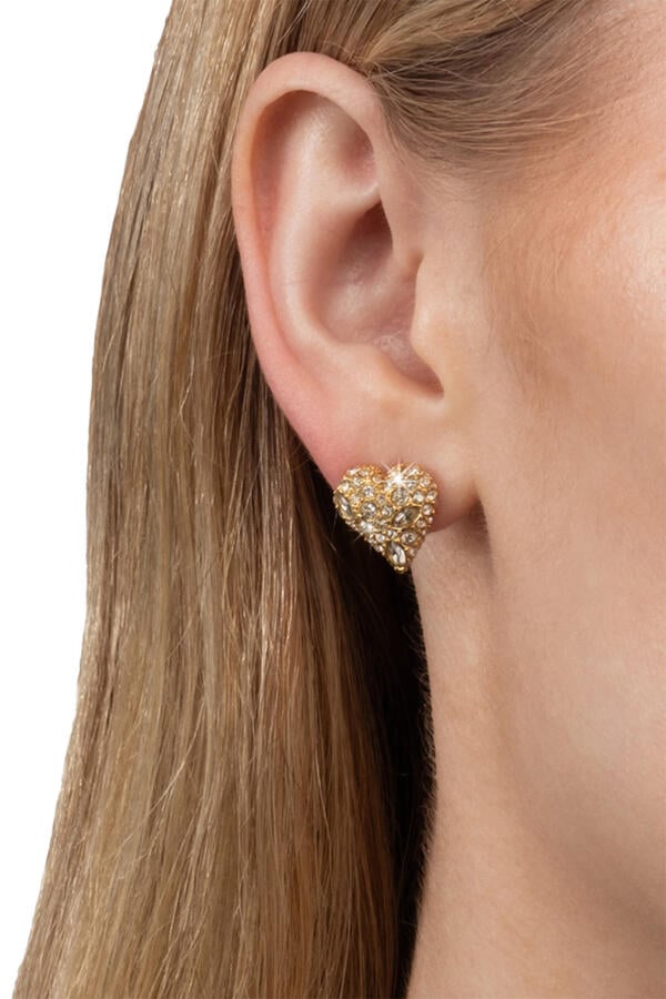 Solanales Crystal Pavé Heart Stud Earrings