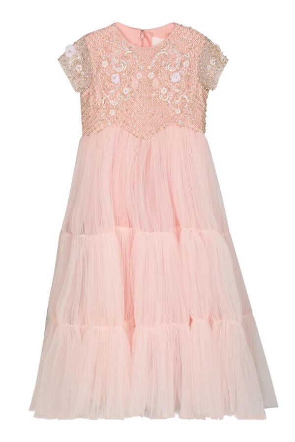 Kids Crystal-Embellished Tulle Dress